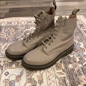 Dr. Martens Taupe Soft Leather Boots, Women’s Size 9 (US)